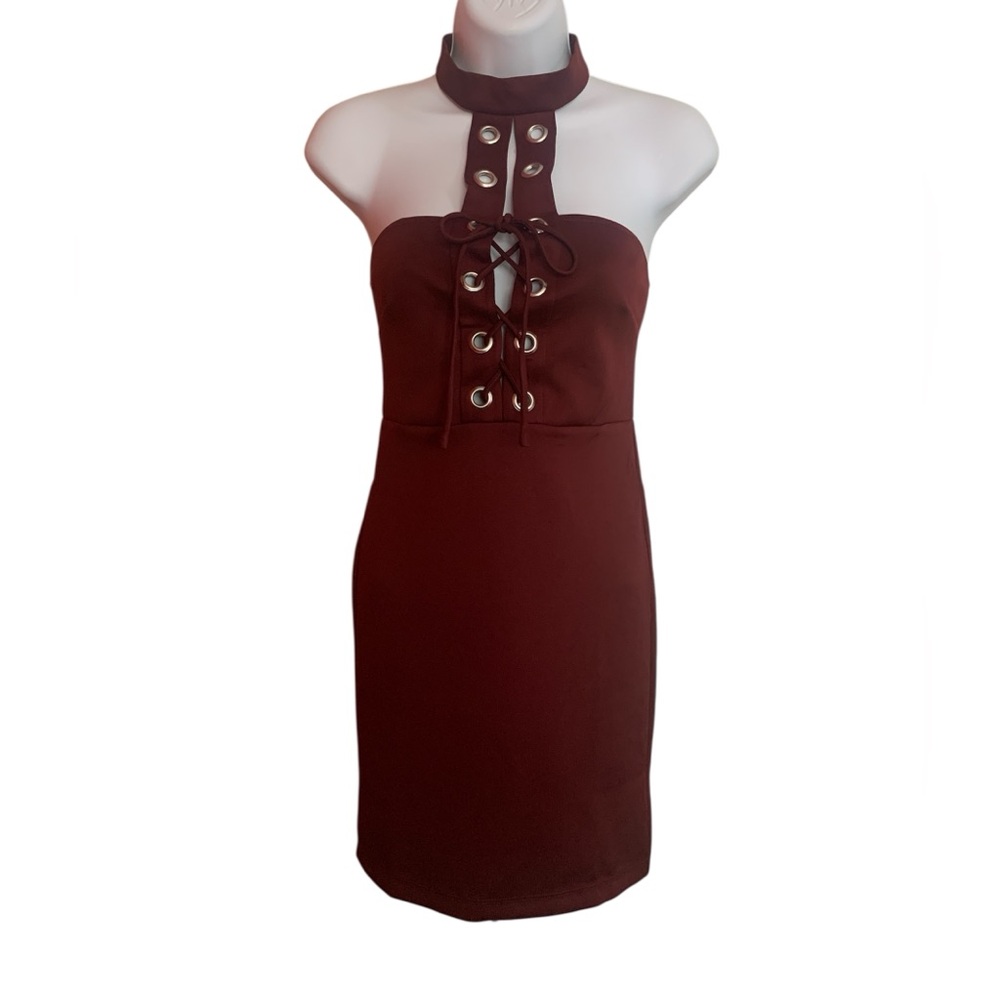 Forever 21 Burgundy Halter Dress S